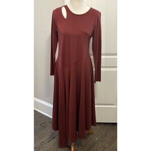 Soft Surroundings Maxi Dress Small S Rust Modal Jersey Cotton Asymmetrical